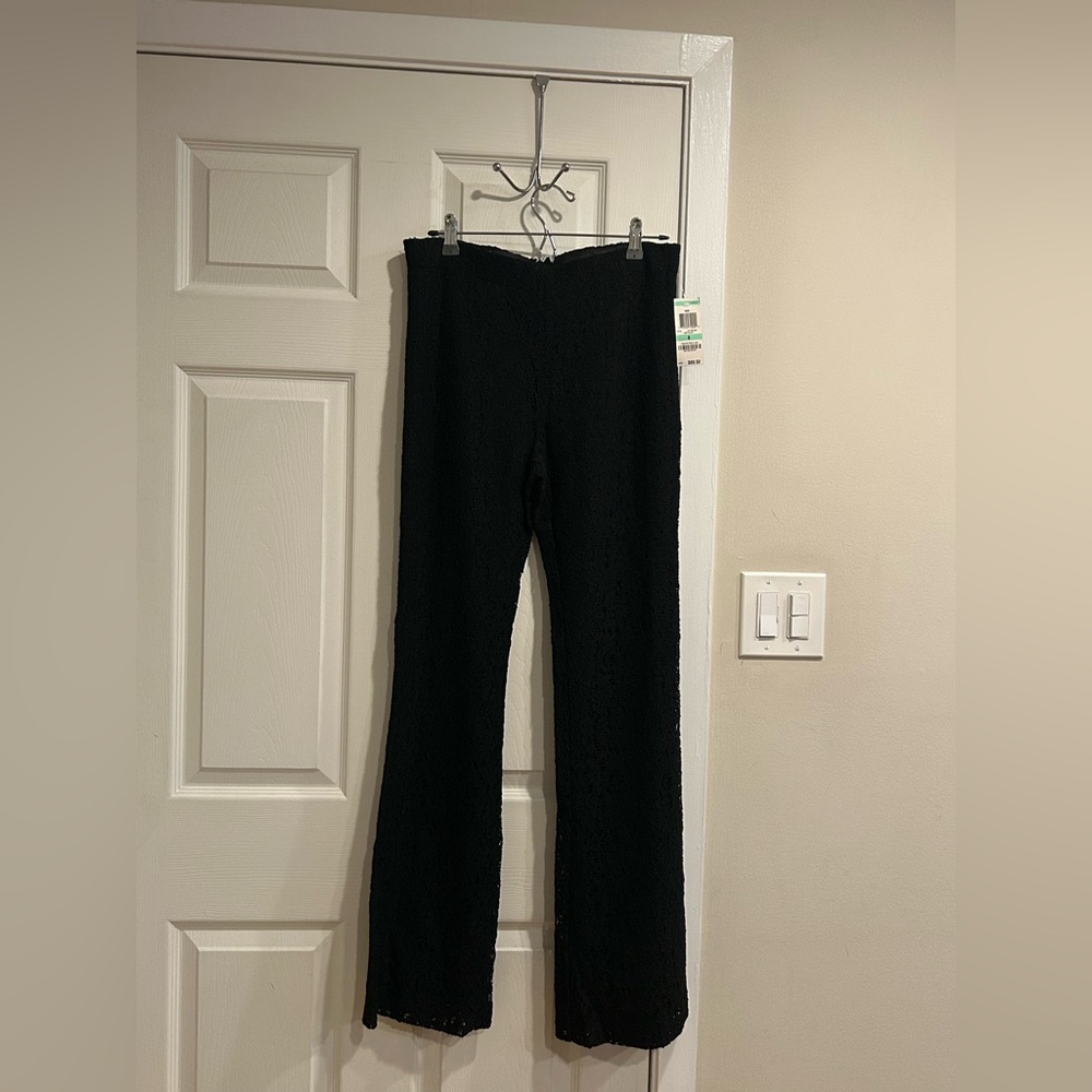 INC International Concepts Black Textured flare pants